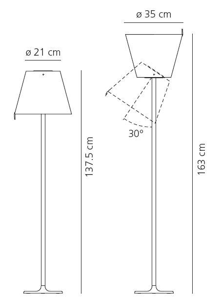 Stojací lampa Melampo malá šedá 2x52W výklopná - ARTEMIDE