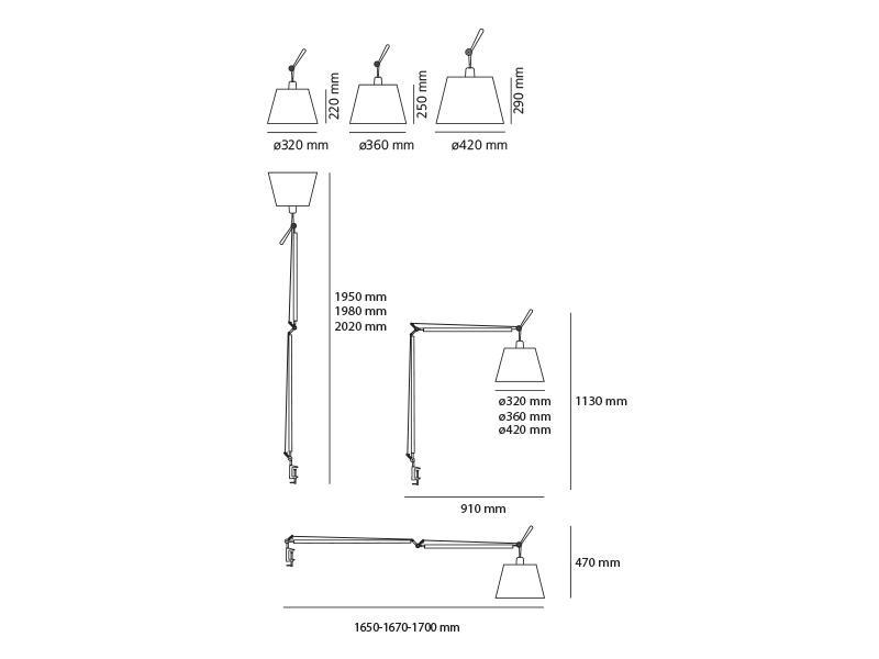 Tolomeo Mega stolní lampa - hliník s vypínačem on/off - tělo lampy - ARTEMIDE
