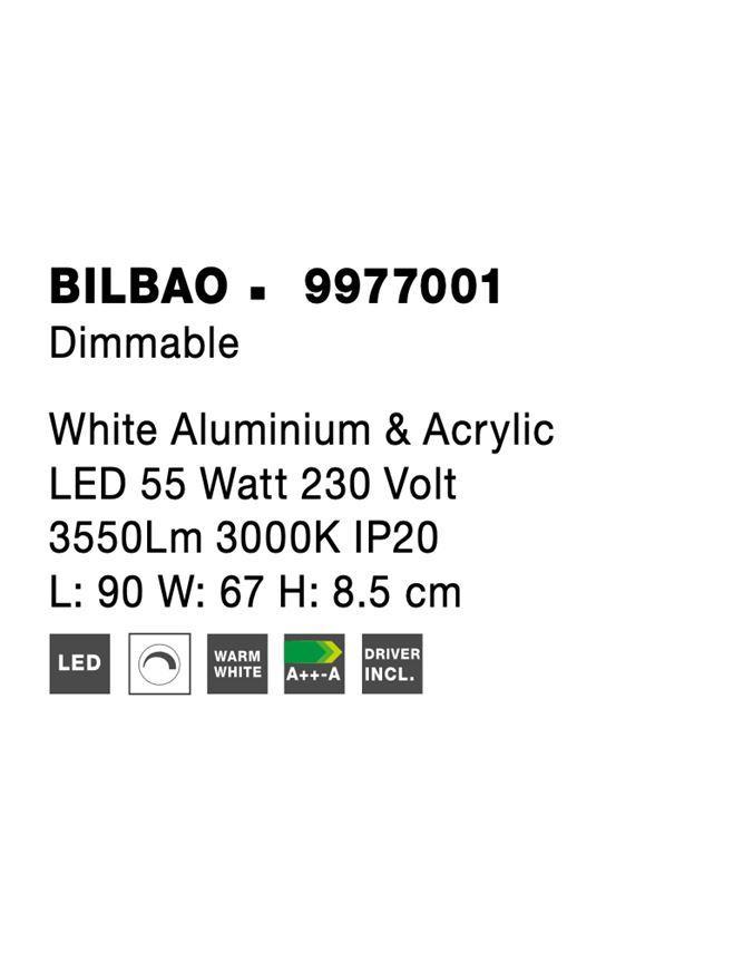 Stropní svítidlo BILBAO bílý hliník a akryl LED 55W 230V 3000K IP20 stmívatelné - NOVA LUCE