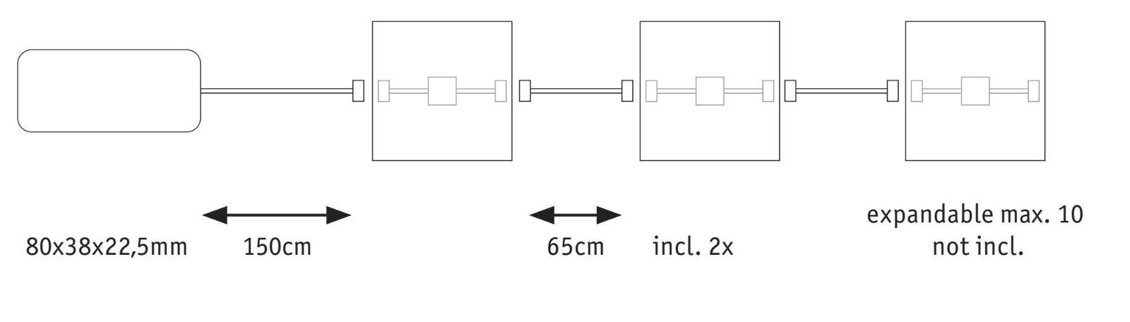 LumiTiles LED dlaždice čtvercová 2ks sada IP44 100x10mm 230/12V 2x0,8W 2700K bílá umělá hmota/hliník - PAULMANN