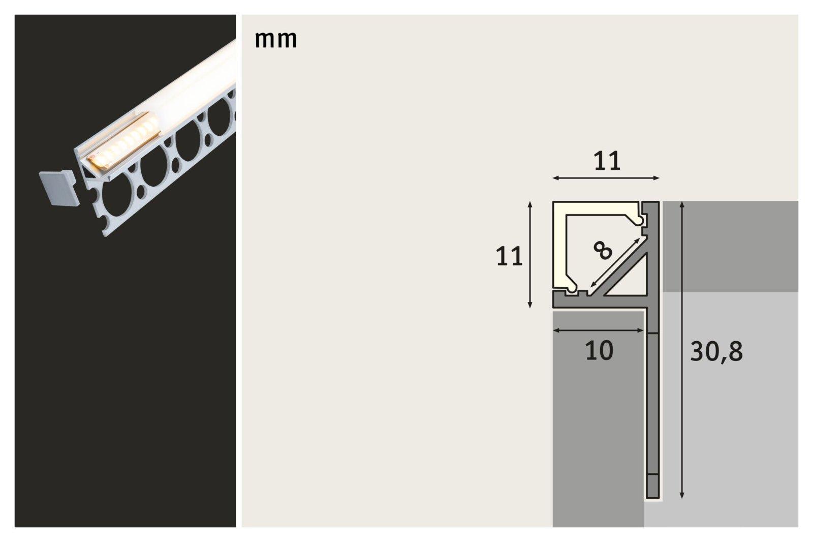 LumiTiles LED Strip Profil Frame 2m hliník eloxovaný/satén - PAULMANN