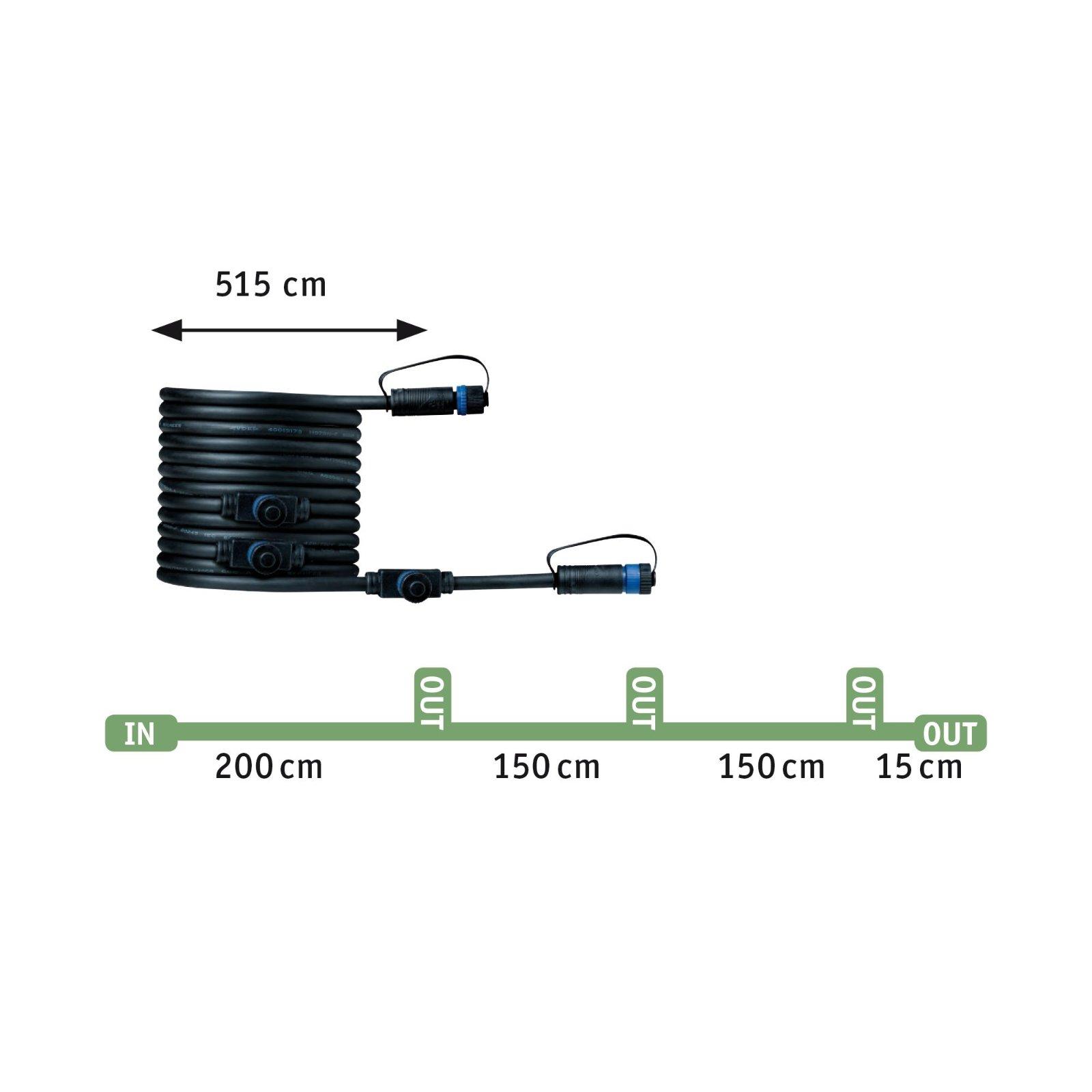 Plug & Shine kabel 5m 4 výstupy IP68 černá - PAULMANN