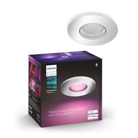 Levně Hue Bluetooth LED White and Color Ambiance Koupelnové podhledové svítidlo Philips Xamento 8719514355347 GU10 5,7W 806lm 2000-6500K RGB IP44 9,3cm chro
