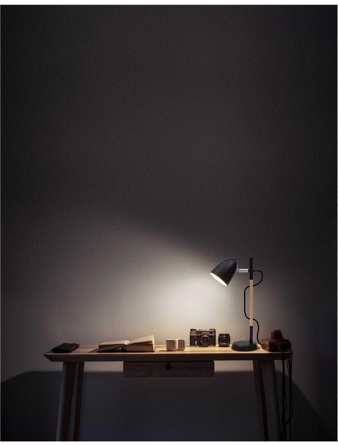 Levně Stolní lampa ALINA černý kov a přírodní dřevo E27 1x12W 230V IP20 bez žárovky - NOVA LUCE