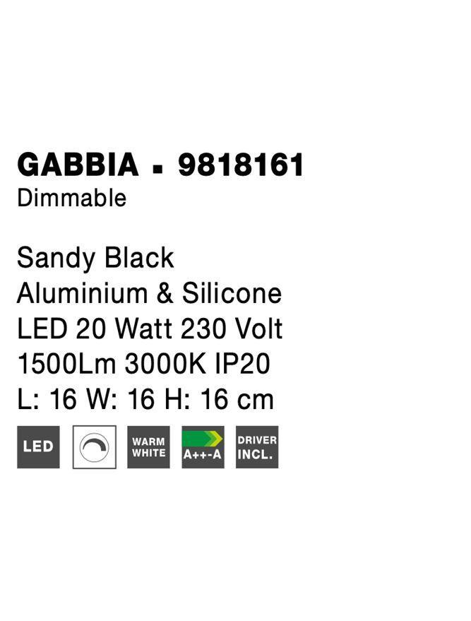 Stolní lampa GABBIA černý hliník a silikon LED 20W 230V 3000K IP20 stmívatelné - NOVA LUCE
