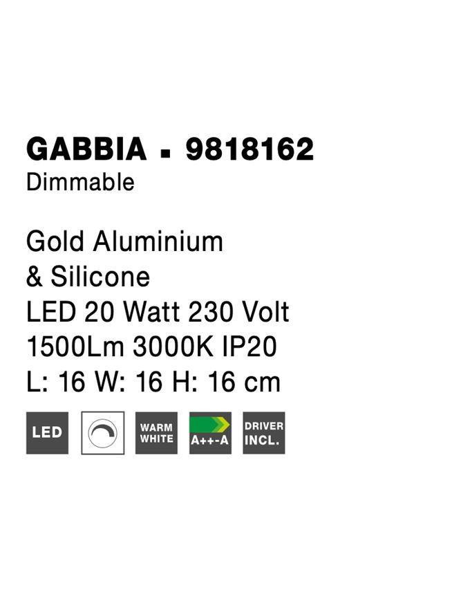 Stolní lampa GABBIA zlatý hliník a silikon LED 20W 230V 3000K IP20 stmívatelné - NOVA LUCE