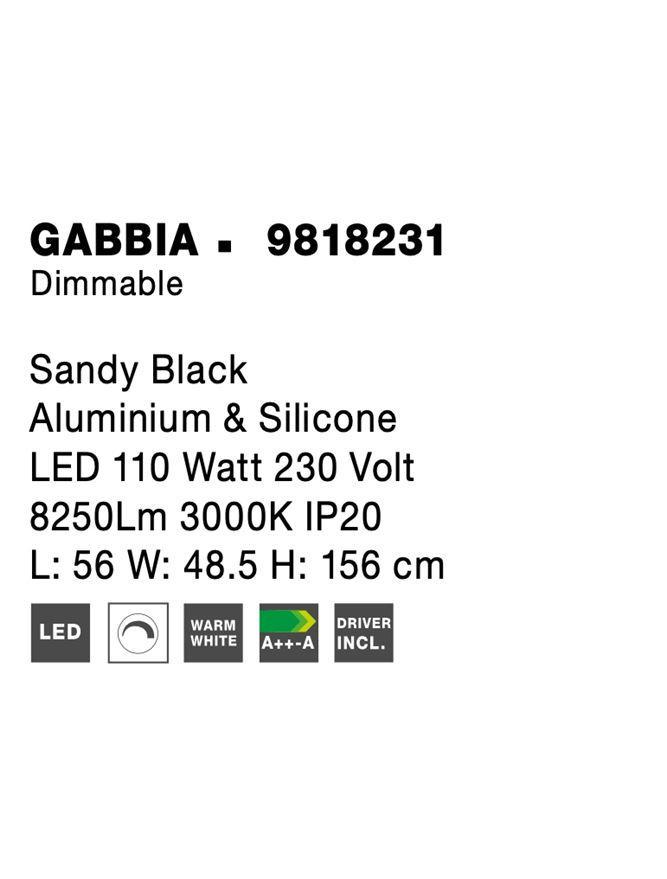Závěsné svítidlo GABBIA černý hliník a silikon LED 110W 230V 3000K IP20 stmívatelné - NOVA LUCE