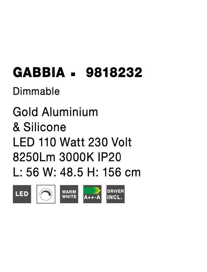 Závěsné svítidlo GABBIA zlatý hliník a silikon LED 110W 230V 3000K IP20 stmívatelné - NOVA LUCE