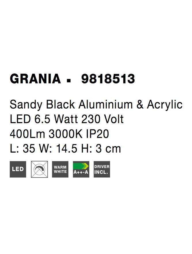 Nástěnné svítidlo GRANIA černý hliník a akryl LED 6.5W 230V 3000K IP20 - NOVA LUCE