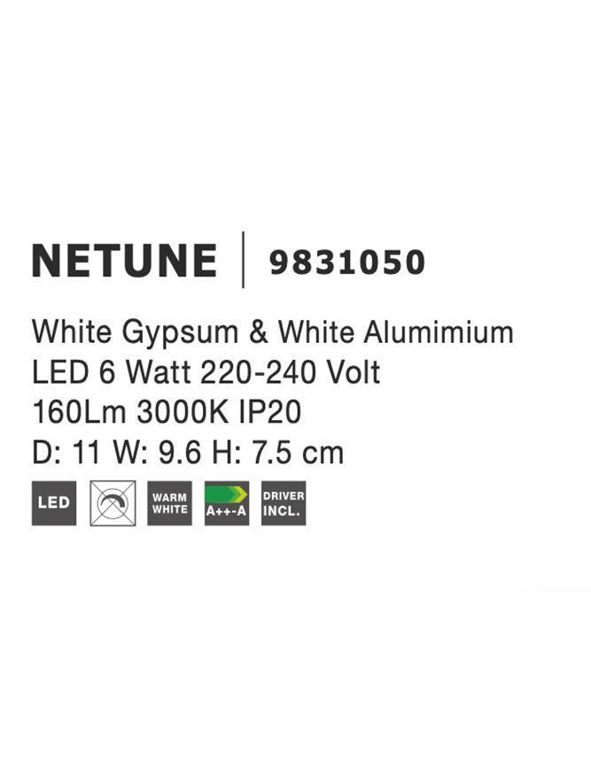 Nástěnné svítidlo NETUNE bílá sádra a bílý hliník LED 6W 220-240V 3000K IP20 - NOVA LUCE