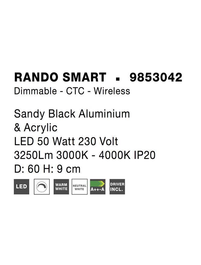 Stropní svítidlo RANDO SMART černý hliník a akryl LED 50W 230V 3000K - 4000K IP20 Tuya stmívatelné - NOVA LUCE