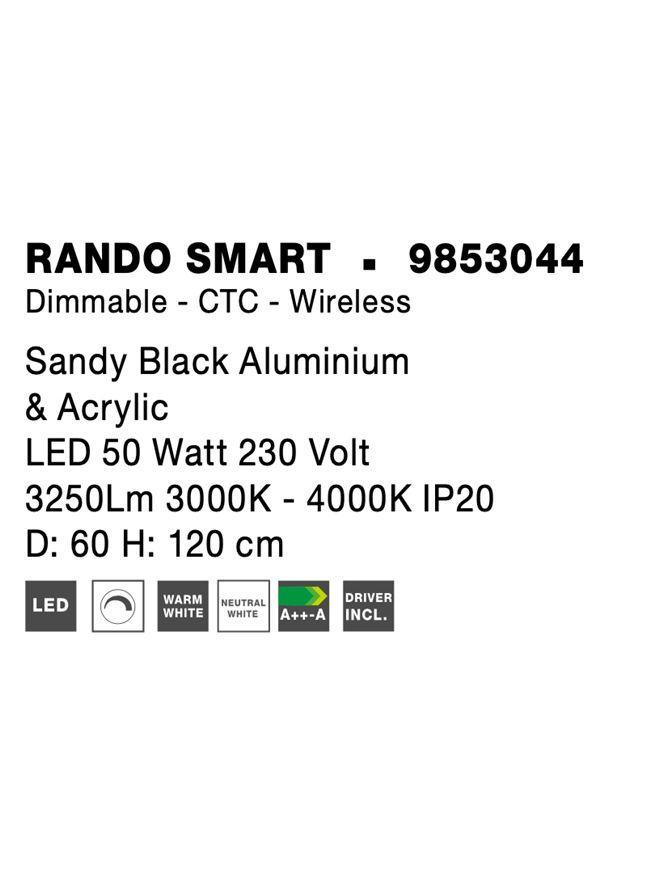 Závěsné svítidlo RANDO SMART černý hliník a akryl LED 50W 230V 3000K - 4000K IP20 Tuya stmívatelné - NOVA LUCE