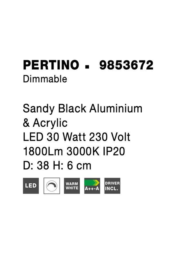 Stropní svítidlo PERTINO černý hliník a akryl LED 30W 230V 3000K IP20 stmívatelné - NOVA LUCE