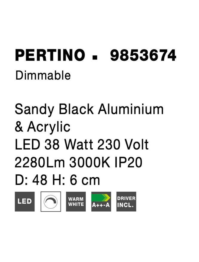 Stropní svítidlo PERTINO černý hliník a akryl LED 38W 230V 3000K IP20 stmívatelné - NOVA LUCE
