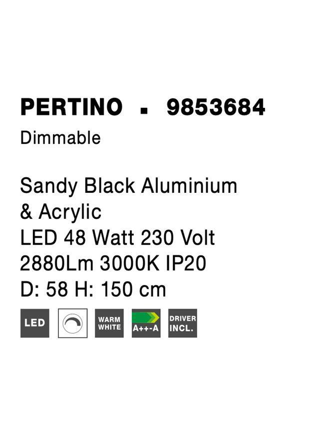 Závěsné svítidlo PERTINO černý hliník a akryl LED 48W 230V 3000K IP20 stmívatelné - NOVA LUCE