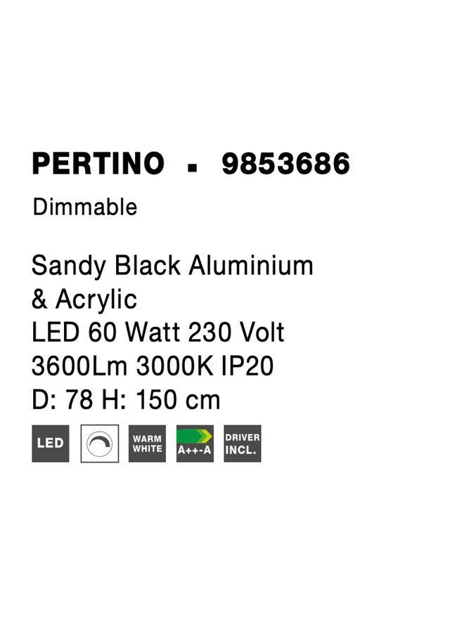 Závěsné svítidlo PERTINO černý hliník a akryl LED 60W 230V 3000K IP20 stmívatelné - NOVA LUCE