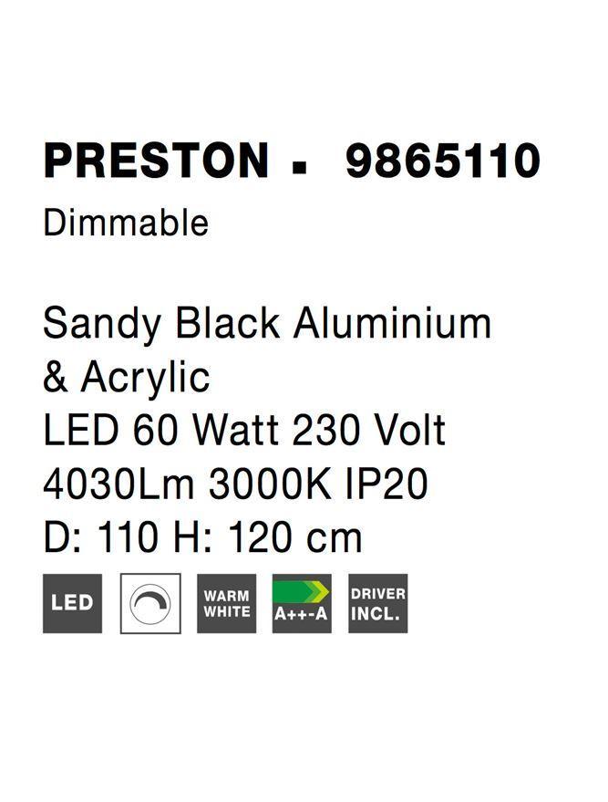 Závěsné svítidlo PRESTON černý hliník a akryl LED 60W 230V 3000K IP20 stmívatelné - NOVA LUCE