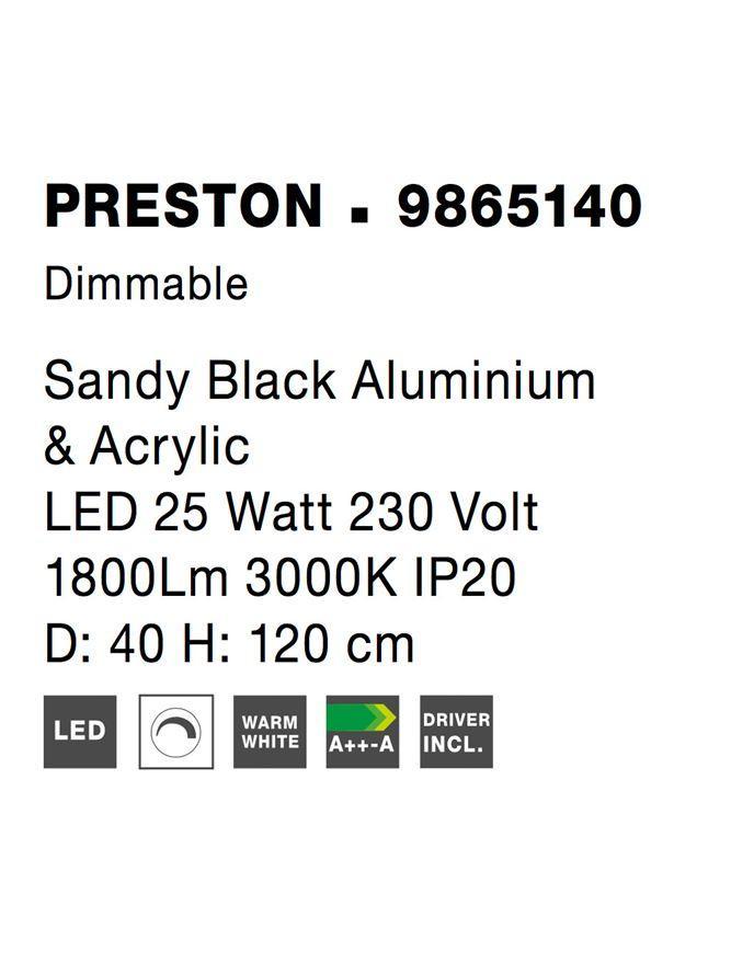 Závěsné svítidlo PRESTON černý hliník a akryl LED 25W 230V 3000K IP20 stmívatelné - NOVA LUCE