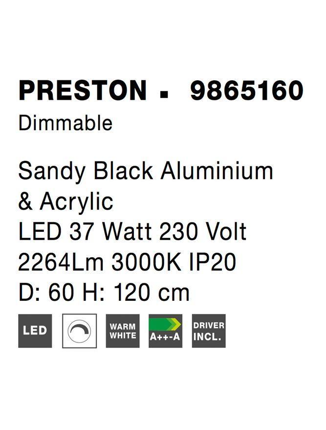 Závěsné svítidlo PRESTON černý hliník a akryl LED 37W 230V 3000K IP20 stmívatelné - NOVA LUCE