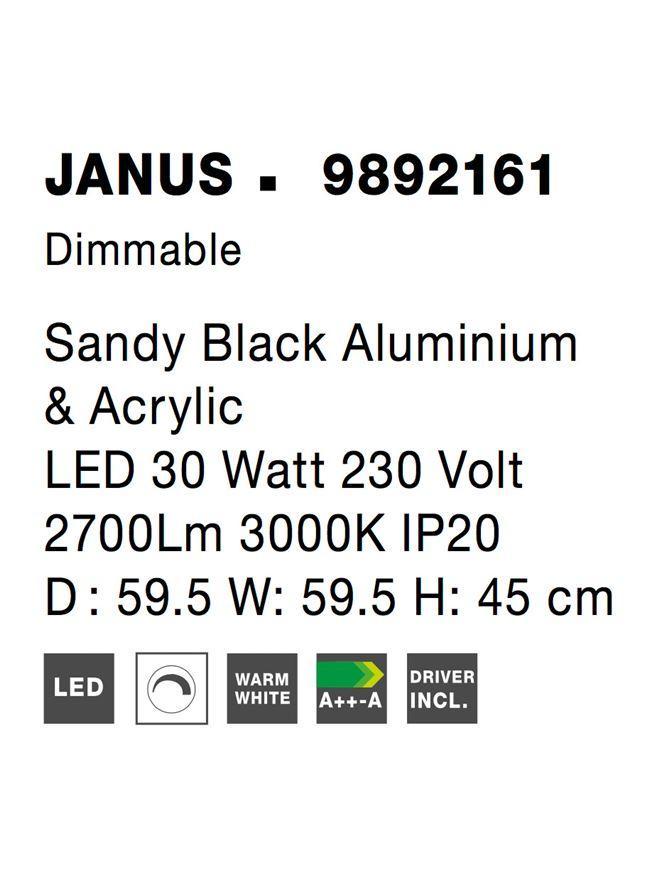 Stropní svítidlo JANUS černý hliník a akryl LED 30W 230V 3000K IP20 stmívatelné - NOVA LUCE