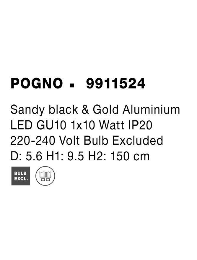 Závěsné svítidlo POGNO černá a zlatý hliník GU10 1x10W IP20 220-240V bez žárovky - NOVA LUCE
