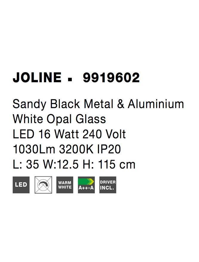 Závěsné svítidlo JOLINE černý kov a hliník bílé opálové sklo LED 16W 240V 3200K IP20 - NOVA LUCE
