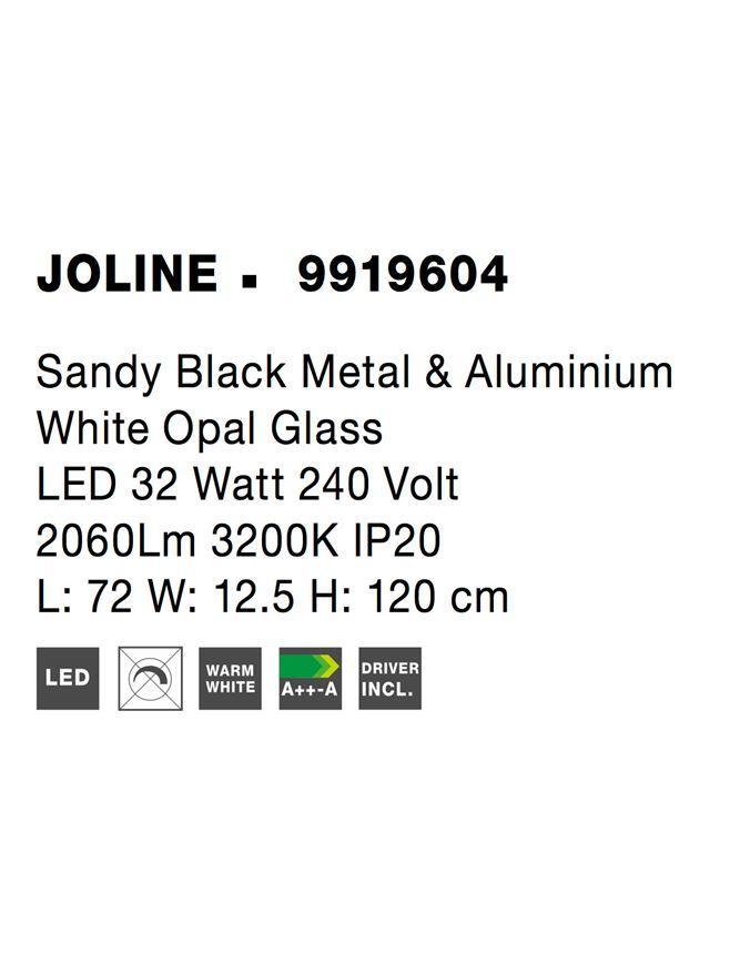 Závěsné svítidlo JOLINE černý kov a hliník bílé opálové sklo LED 32W 240V 3200K IP20 - NOVA LUCE