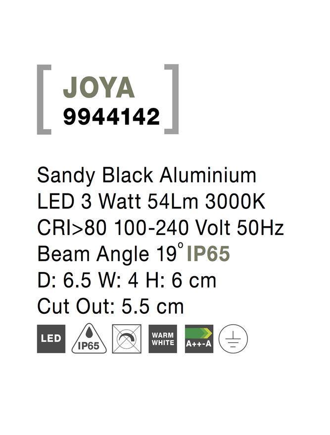 Venkovní zapuštěné svítidlo do zdi JOYA černý hliník LED 3W 3000K 100-240V 19st. IP65 - NOVA LUCE
