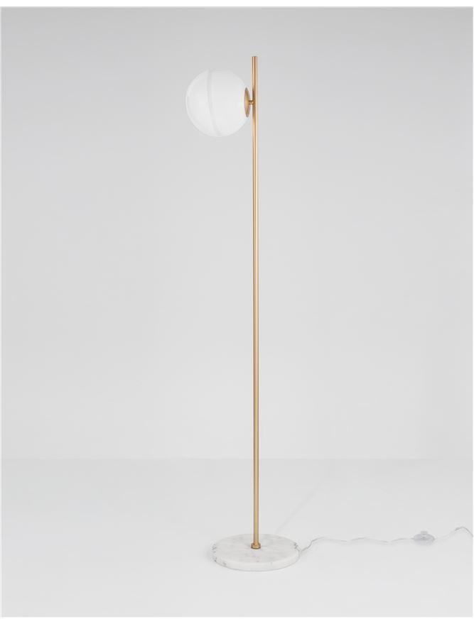 Stojací lampa CANTONA bílé opálové sklo mosaz zlatá a mramor E27 1x12W 230V IP20 bez žárovky - NOVA LUCE