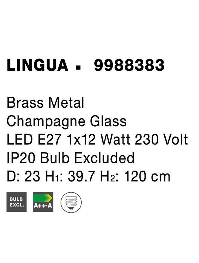 Závěsné svítidlo LINGUA mosazný kov šampaň sklo E27 1x12W 230V IP20 bez žárovky - NOVA LUCE
