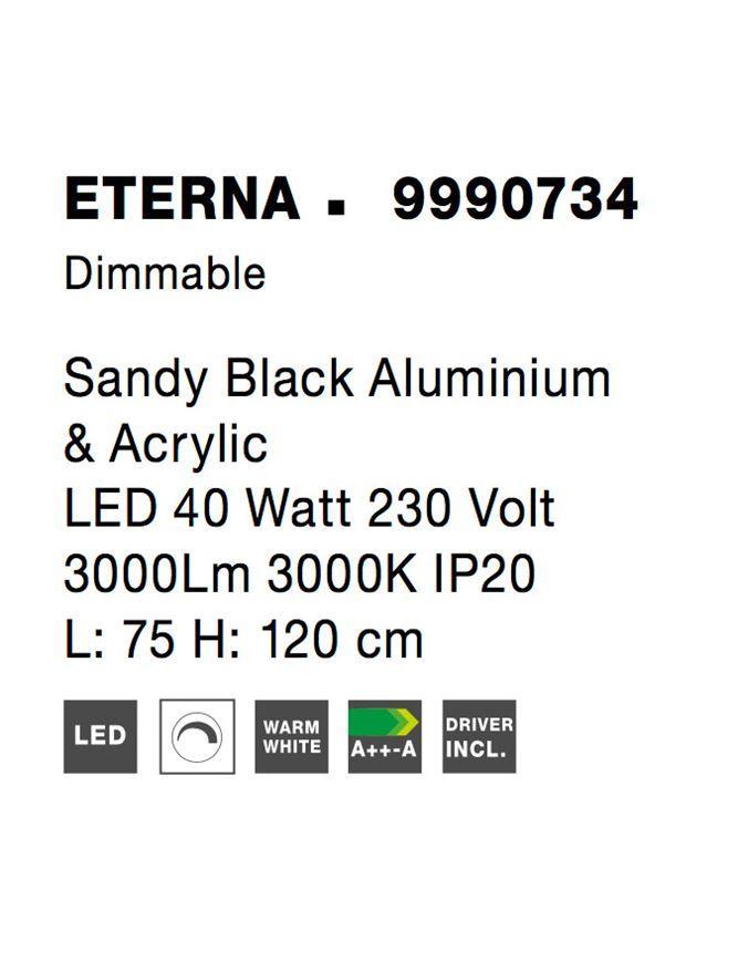 Závěsné svítidlo ETERNA černý hliník a akryl LED 40W 230V 3000K IP20 stmívatelné - NOVA LUCE