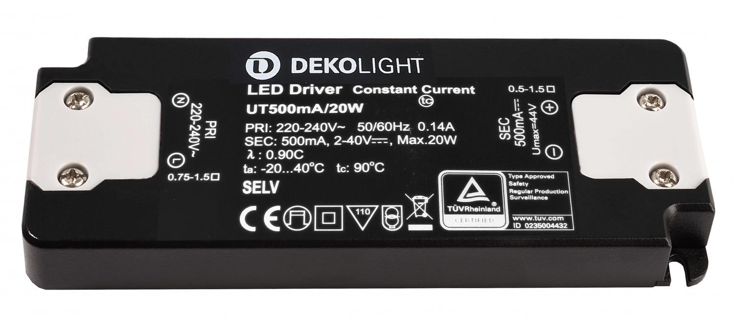Levně AKCE Deko-Light LED-napájení FLAT, CC, UT500mA/20W konstantní proud 500 mA IP20 2-40V DC 1,00-20,00 W - LIGHT IMPRESSIONS