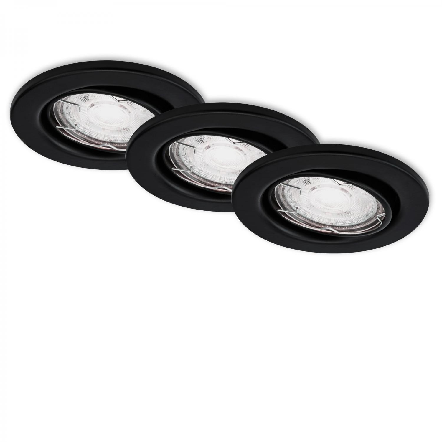 Levně 3ks LED vestavné svítidlo, pr. 8,6 cm, 5 W, černá - BRILONER