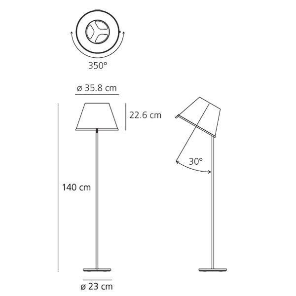 Stojací lampa Choose 2x52W v. 140cm výklopné natural stínidlo - ARTEMIDE