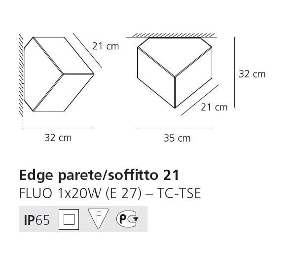Stropní / nástěnné svítidlo Edge 21 1x20W termoplast IP65 - ARTEMIDE