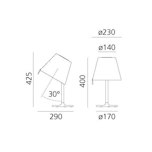 Stolní lampa Melampo malá šedá 1x42W E14 výška 40cm výklopná - ARTEMIDE
