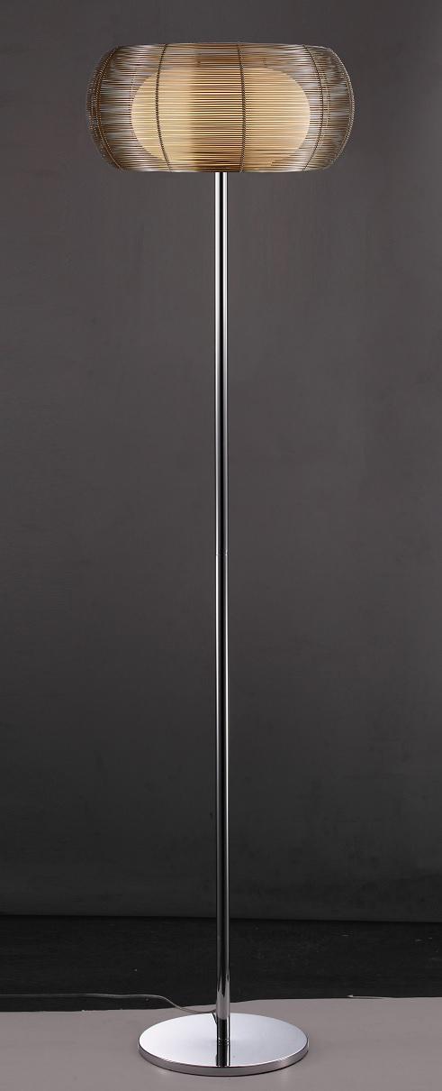 Levně Stojací lampa AMIN 2x E27 max. 60W chrom + hnědá + sklo - NNB