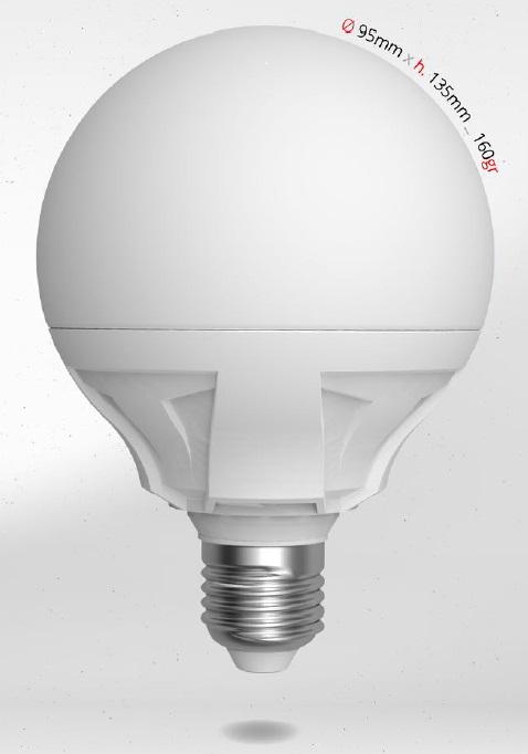 Levně Žárovka LED GLOBE E27 230V 15W 4200K Ø 95mm v. 135mm 1530lm 270° - SKYLIGHTING