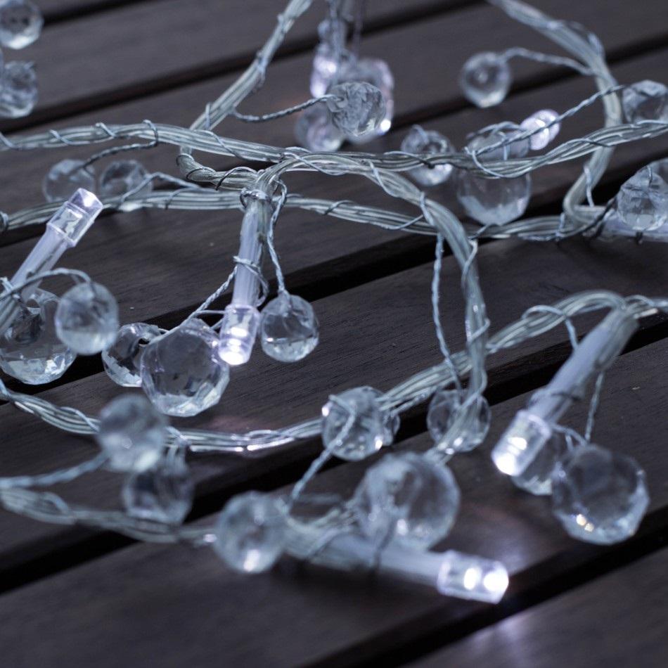 Levně DecoLED LED světelný řetěz, krystalky, 1,3m