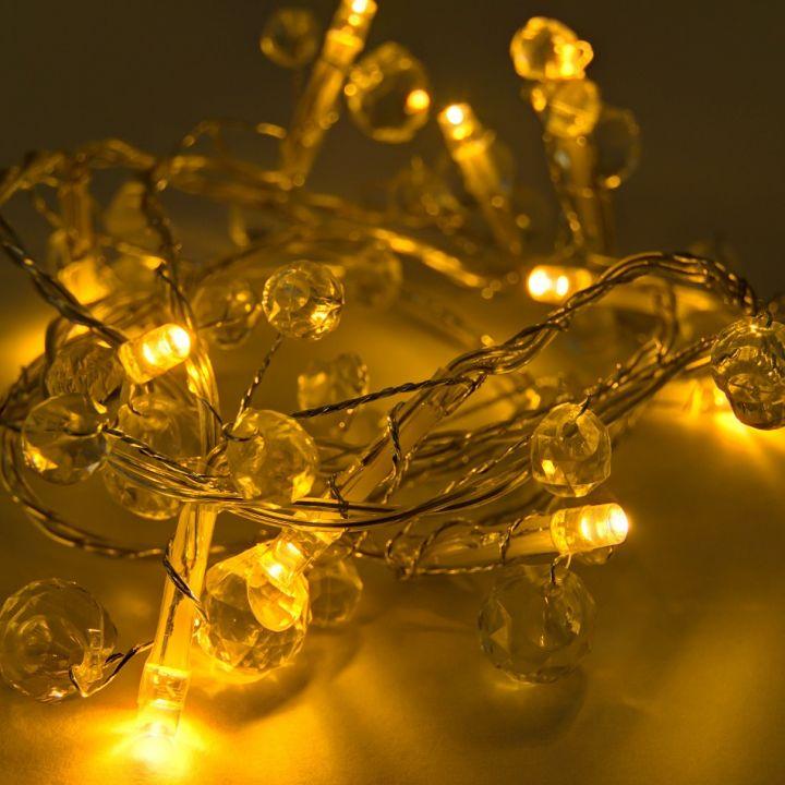 Levně DecoLED LED světelný řetěz, teple bílá, Čiré krystaly, LED diody