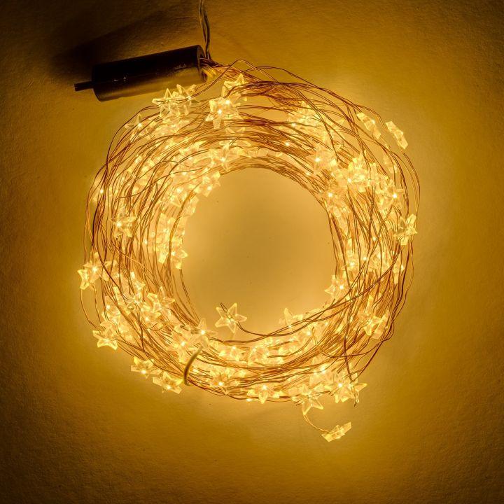 Levně DecoLED LED světelný řetěz - hvězdičky, 12 x 1,5 m, teple bílá, 180 diod