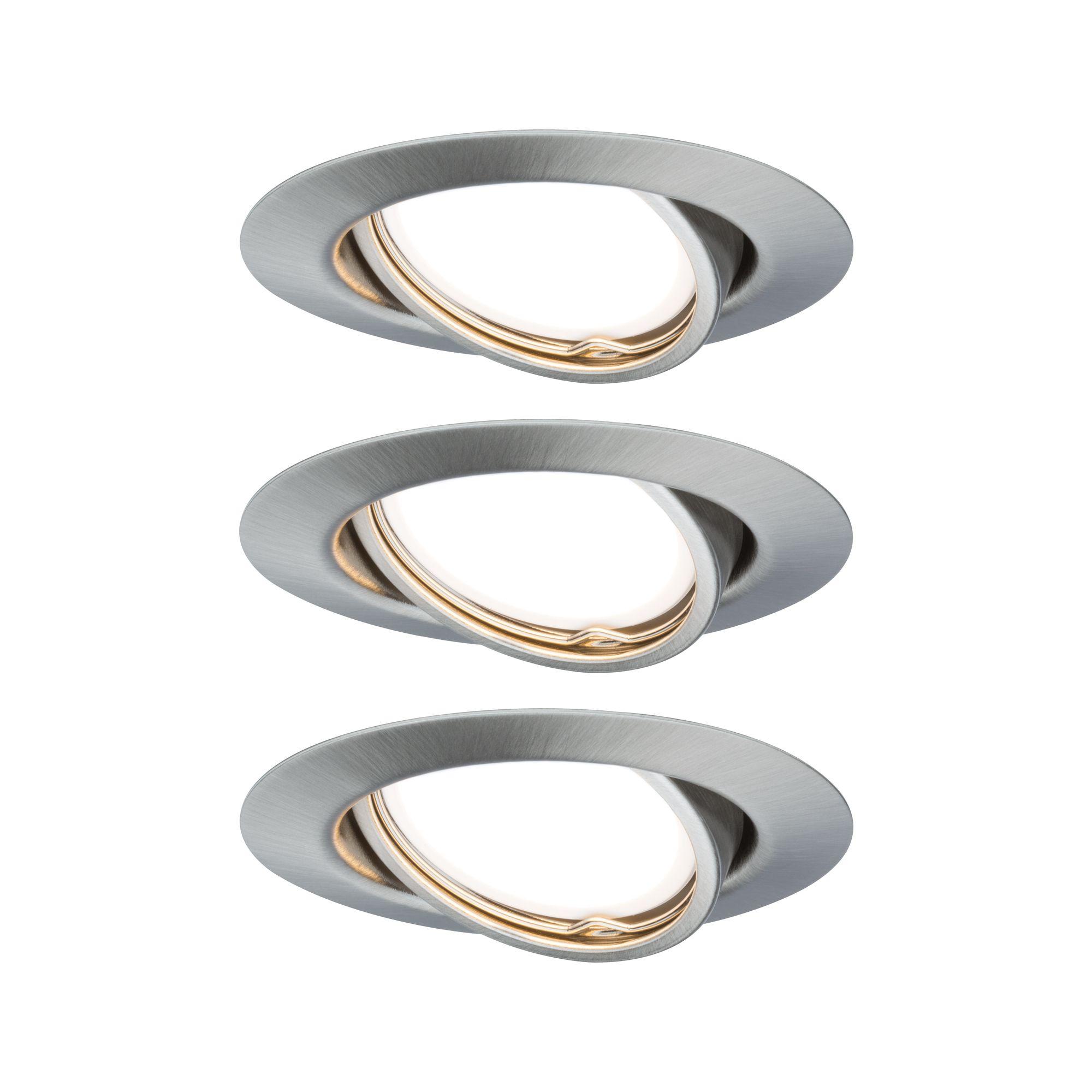 Vestavné svítidlo LED Base kruhové 3x5W GU10 kov kartáčovaný nastavitelné 3-krokové-stmívatelné 934.24 - PAULMANN