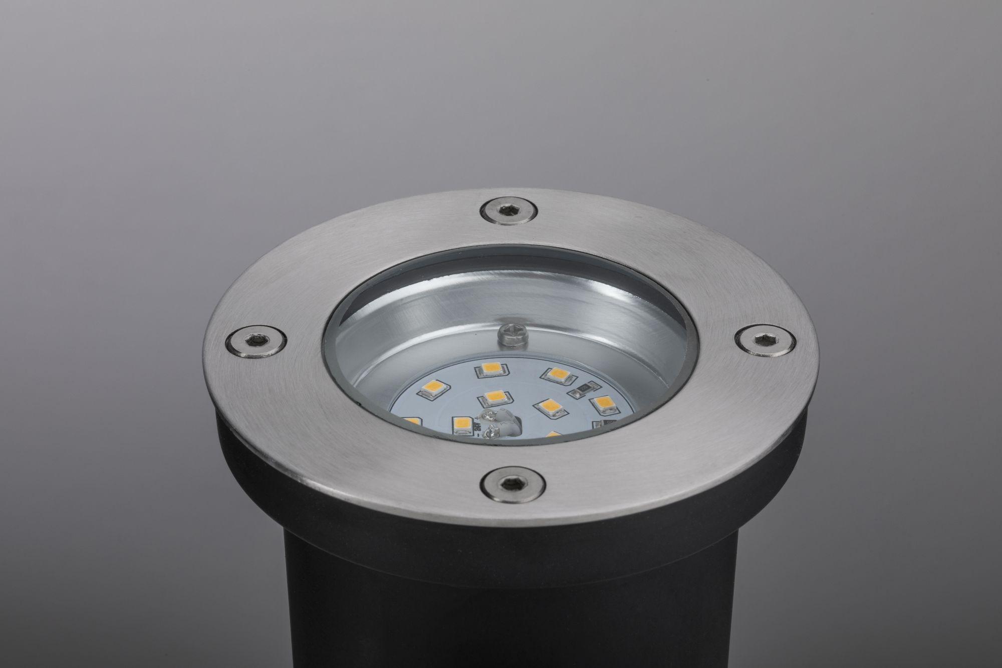 Plug & Shine zemní svítidlo kruhové IP65 3000K 4W 24V stříbrná 942.28 - PAULMANN