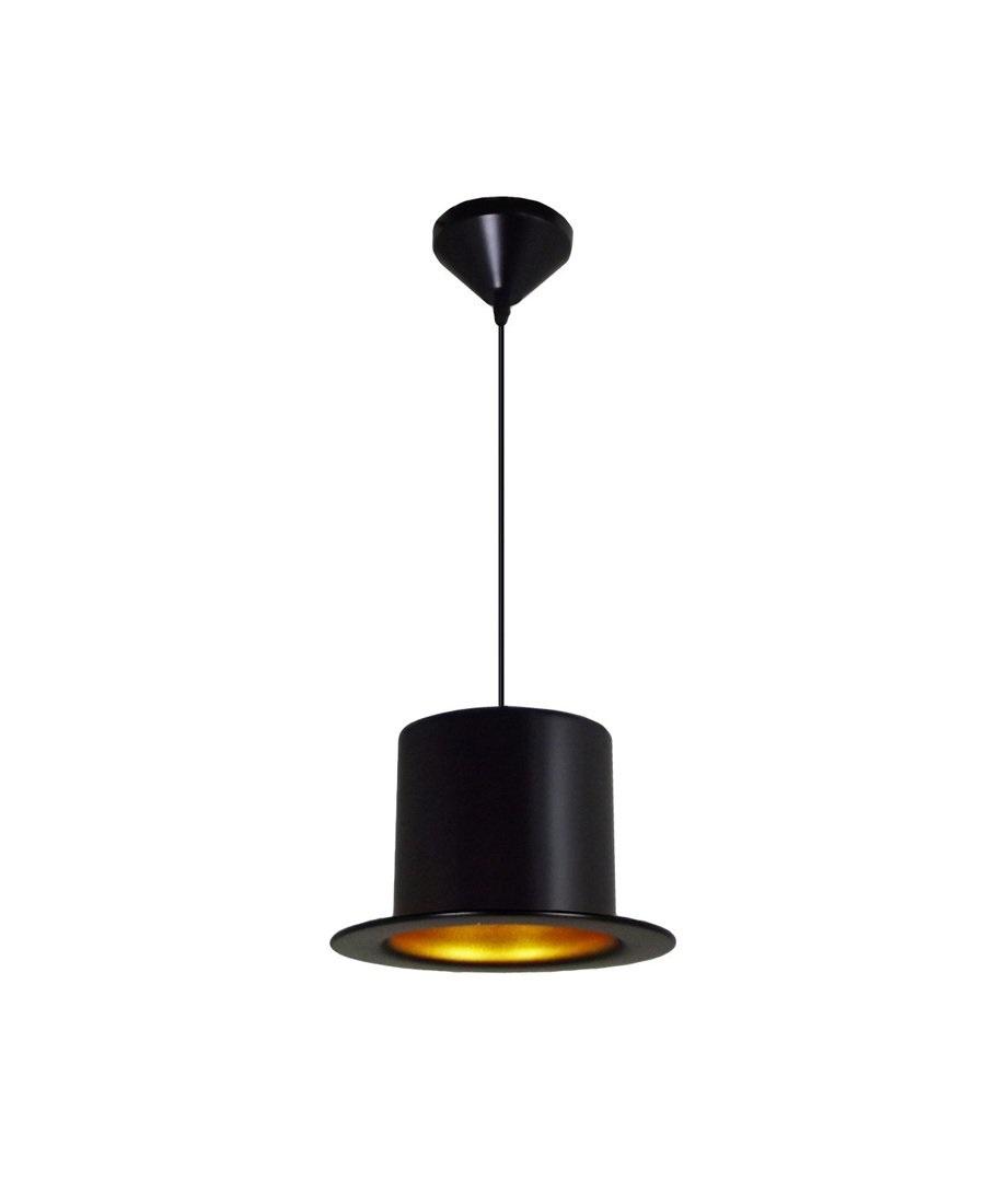 Levně Závěsné svítidlo klobouk černá / zlatá E27 - NNB