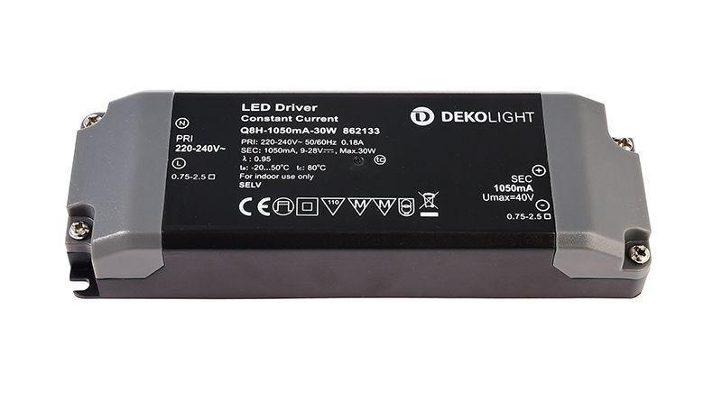 Levně AKCE Deko-Light napájení BASIC Q8H-1050mA/30W konstantní proud 1050 mA IP20 9-28V DC 30W - LIGHT IMPRESSIONS