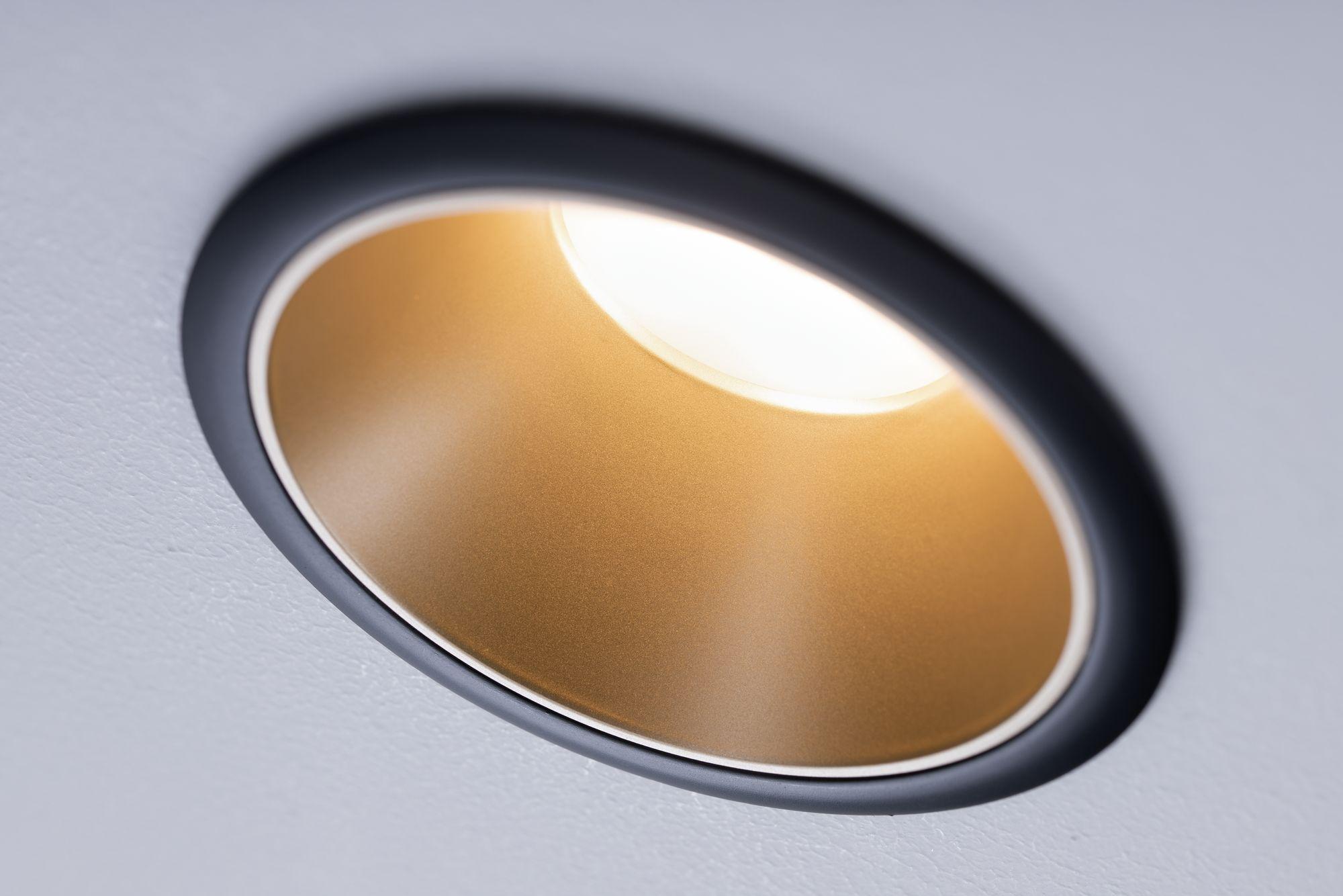 Vestavné svítidlo LED Cole 6,5W černá/zlatá mat 3-krokové-stmívatelné 2700K teplá bílá - PAULMANN