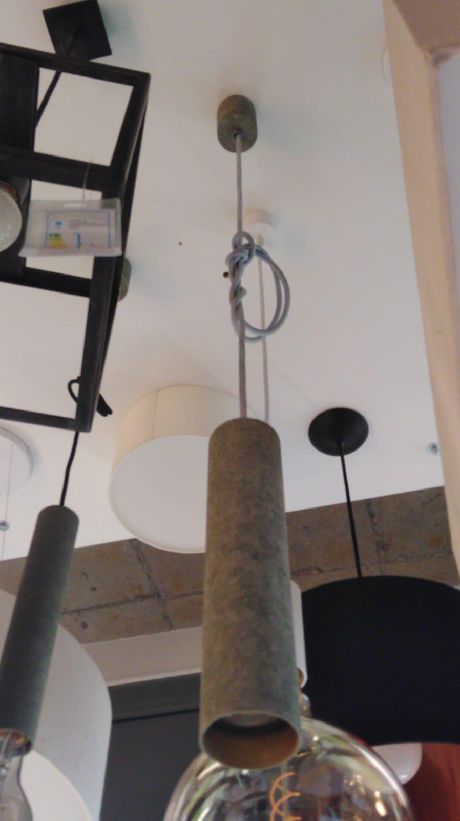 Levně VÝPRODEJ VZORKU - Závěs 1xGU10 válec 30cm v imitaci betonu + textilní kabel šedý - AULIX