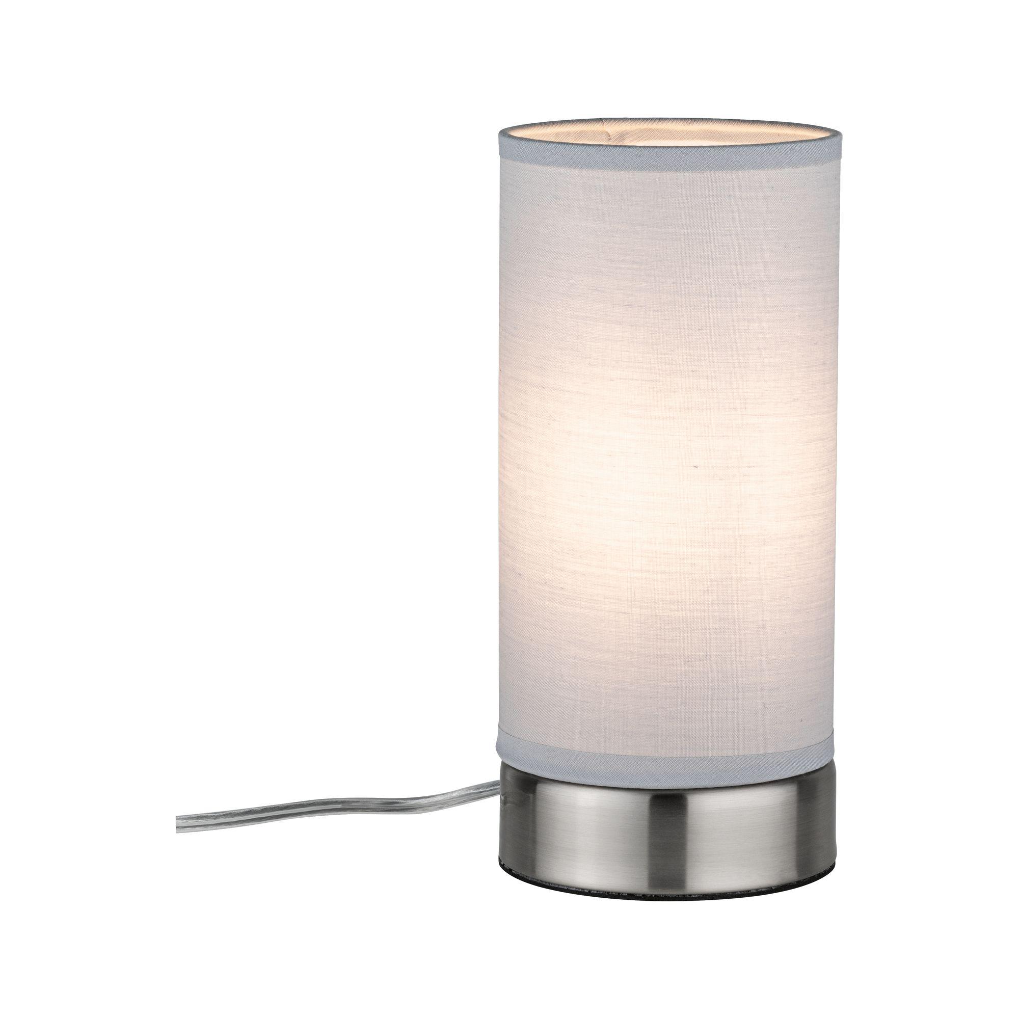 Stolní lampa Pia látkové stínidlo 1-ramenné světle šedá/kov E14 bez zdroje světla - PAULMANN