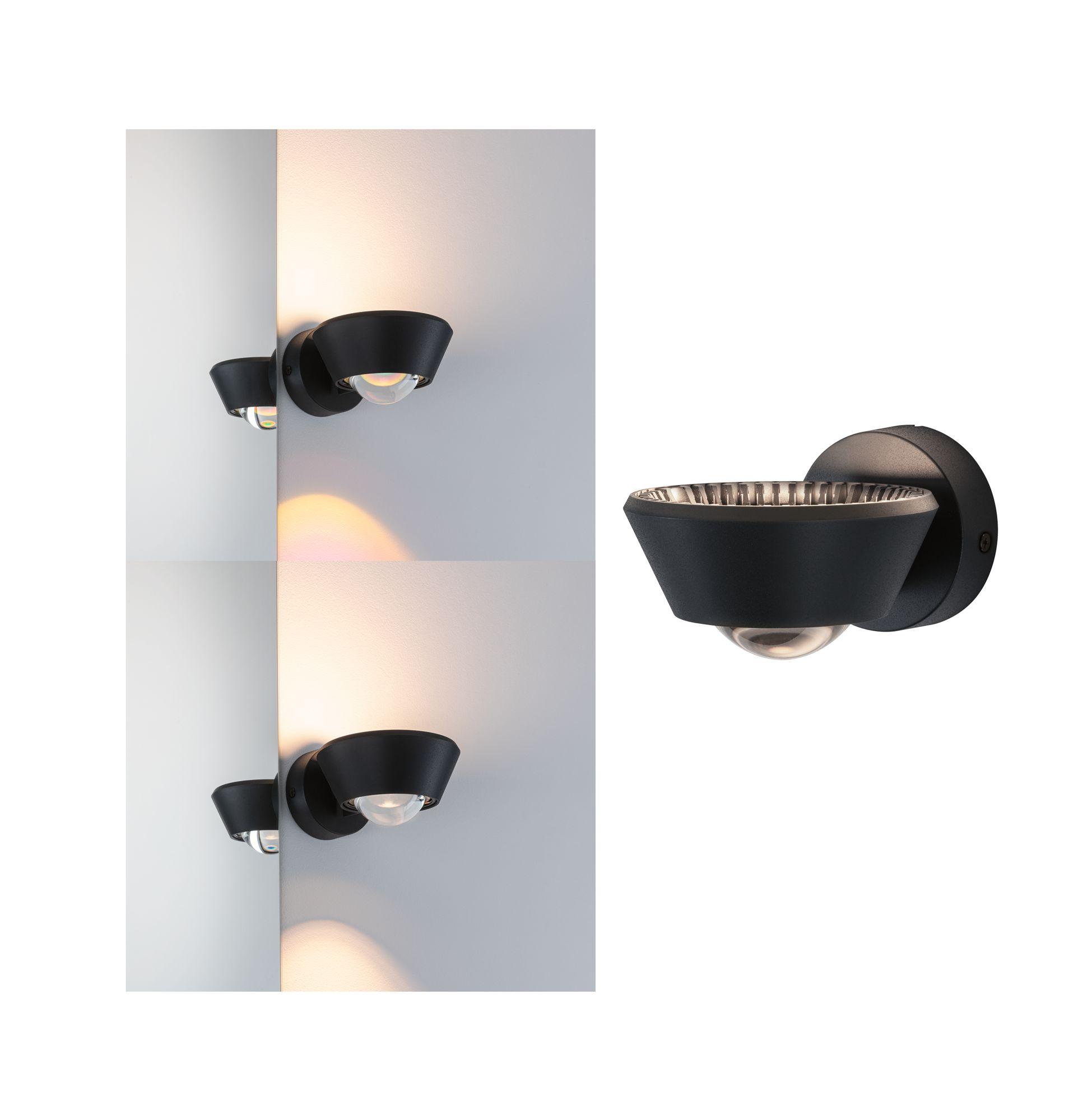 LED nástěnné svítidlo Sabik IP44 1x9W černá bez zdroje světla - PAULMANN