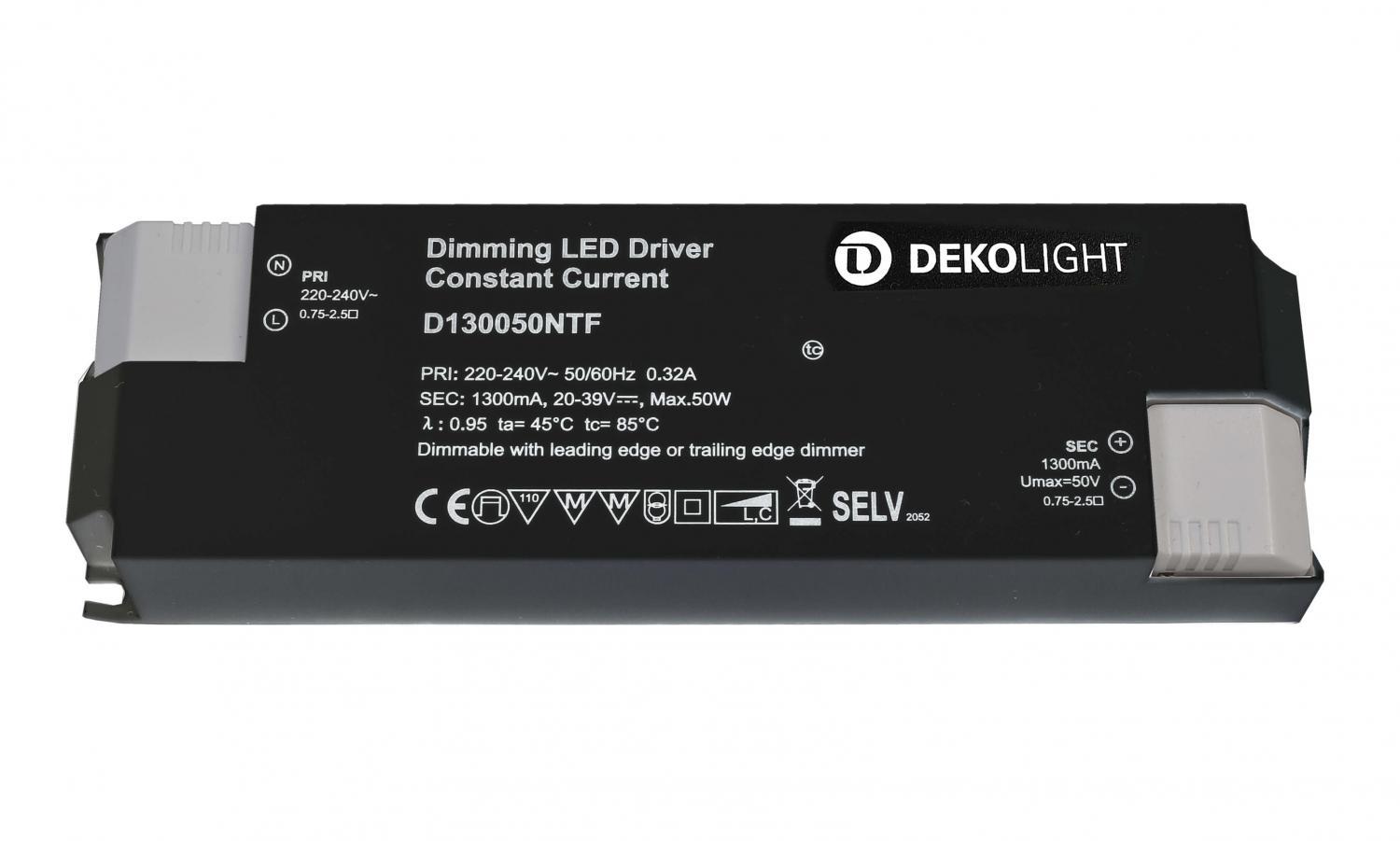 Levně AKCE Deko-Light napájení BASIC, DIM, CC, D130050NTF/50W konstantní proud 1050 mA IP20 stmívatelné 20-39V DC 25,00-50,00 W - LIGHT IMPRESSIONS